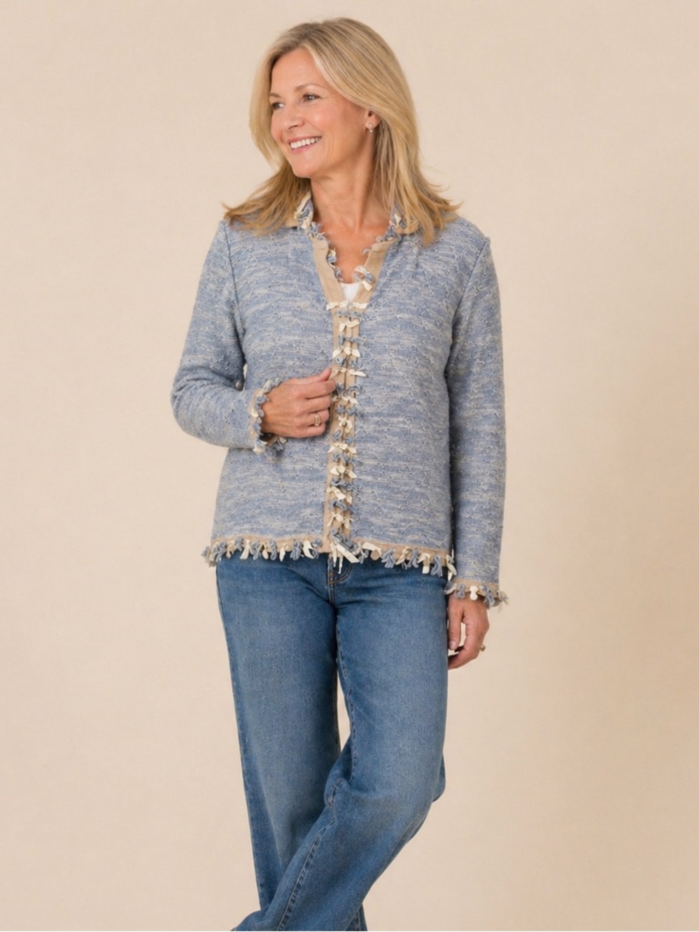 STORYBOOK KNITS | Vintage 90s Fringe Knit Glamour Novelty Cardigan Sweater XS
